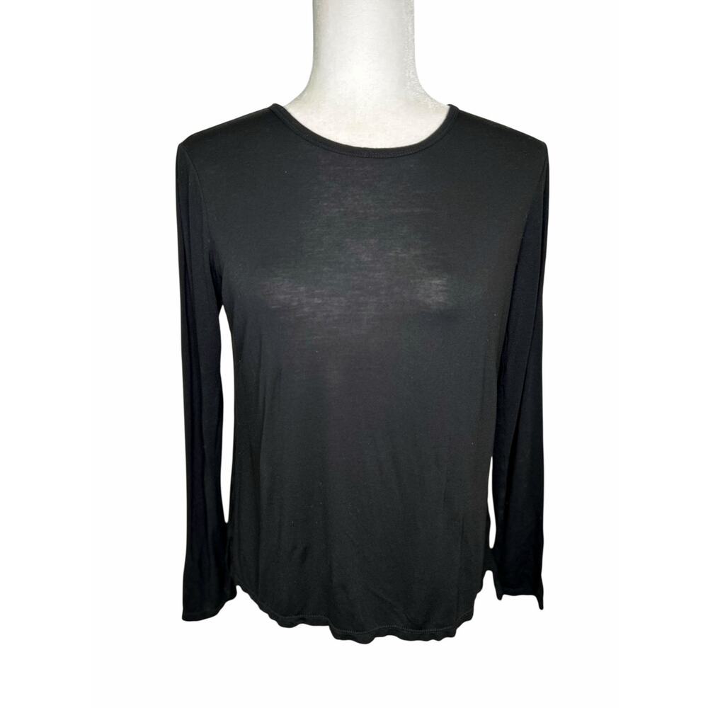 Theory Aller Drapey Tee Black Basic Pullover Shir… - image 1